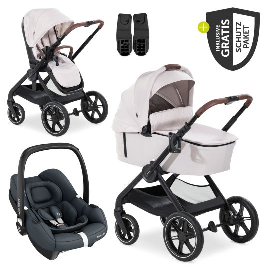 Hauck Set passeggino 3in1 Walk N Care Trio Set incl. Maxi-Cosi i-Size Cabriofix e pacchetto accessori XXL - Beige