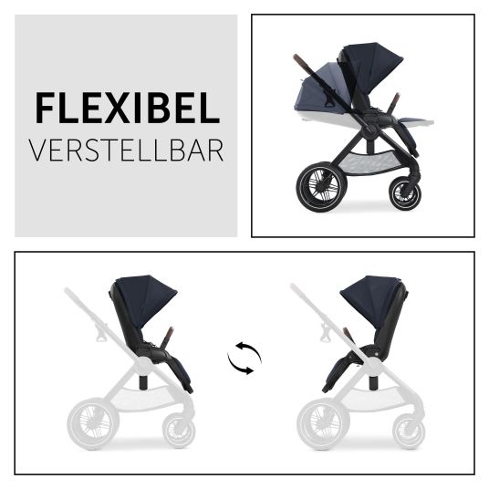 Hauck 3in1 Kinderwagen-Set Walk N Care Trio Set inkl. Maxi-Cosi i-Size Cabriofix & XXL Zubehörpaket - Dark Navy Blue