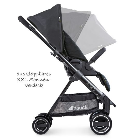 Hauck 4in1 Kinderwagen-Set Apollo inkl. Autositz, Isofix-Base, Babywanne, Sportsitz und XXL Zubehörpaket - Caviar
