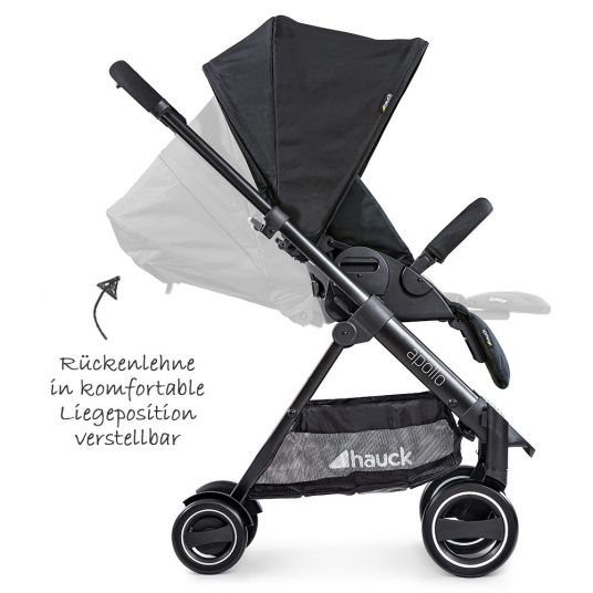 Hauck 4in1 stroller set Apollo incl. car seat, Isofix base, carrycot, sport seat and XXL accessories package - Caviar