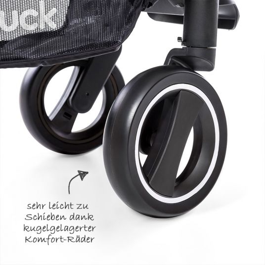 Hauck 4in1 Kinderwagen-Set Apollo inkl. Autositz, Isofix-Base, Babywanne, Sportsitz und XXL Zubehörpaket - Caviar
