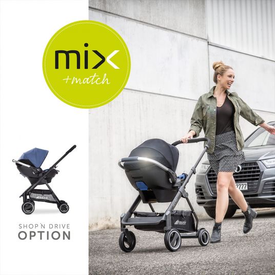 Hauck 4in1 stroller set Apollo incl. car seat, Isofix base, carrycot, sport seat and XXL accessories package - Denim