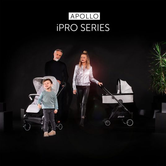 Hauck 4in1 Stroller Set Apollo incl. Car Seat, Isofix Base, Carrycot, Sport Seat and XXL Accessory Pack - Lunar