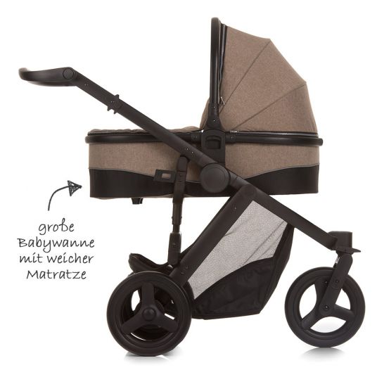 Hauck 4in1 Kinderwagen-Set Maxan 3 Plus inkl. Babyschale Comfort Fix und Isofix Basis - Melange Sand