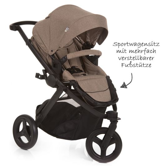 Hauck 4in1 Stroller Set Maxan 3 Plus incl. infant carrier Comfort Fix and Isofix base - Melange Sand
