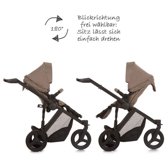 Hauck 4in1 Kinderwagen-Set Maxan 3 Plus inkl. Babyschale Comfort Fix und Isofix Basis - Melange Sand