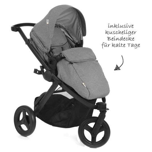 Hauck 4in1 Stroller Set Maxan 3 Plus incl. infant carrier Comfort Fix and Isofix base - Melange Stone