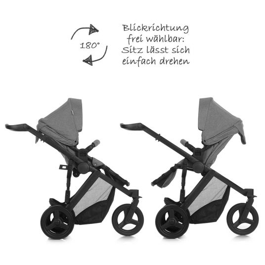 Hauck 4in1 Stroller Set Maxan 3 Plus incl. infant carrier Comfort Fix and Isofix base - Melange Stone