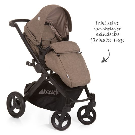 Hauck 4in1 Stroller Set Maxan 4 Plus incl. infant carrier Comfort Fix and Isofix base - Melange Brown