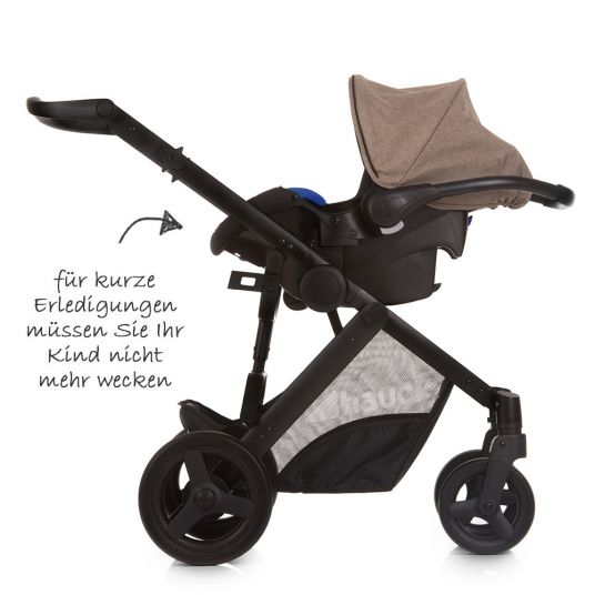 Hauck 4in1 Kinderwagen-Set Maxan 4 Plus inkl. Babyschale Comfort Fix und Isofix Basis - Melange Brown