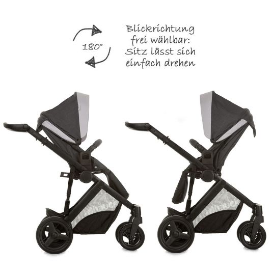 Hauck 4in1 Stroller Set Maxan 4 Plus incl. infant carrier Comfort Fix and Isofix base - Melange Charcoal
