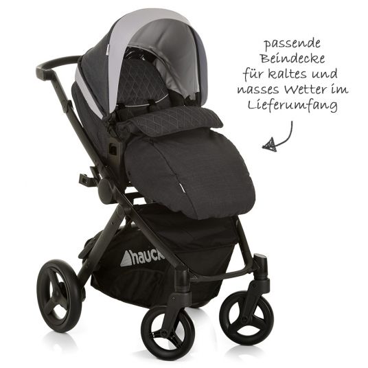 Hauck 4in1 Kinderwagen-Set Maxan 4 Plus inkl. Babyschale Comfort Fix und Isofix Basis - Melange Charcoal