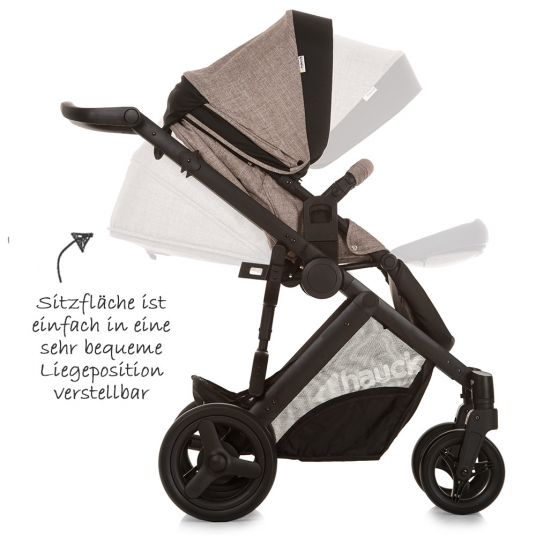 Hauck 4in1 Kinderwagen-Set Maxan 4 Plus inkl. Babyschale Comfort Fix und Isofix Basis - Melange Sand