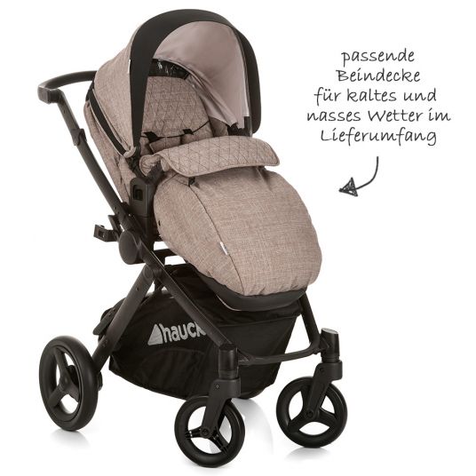Hauck 4in1 Kinderwagen-Set Maxan 4 Plus inkl. Babyschale Comfort Fix und Isofix Basis - Melange Sand