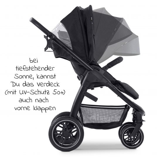 Hauck 4in1 Kinderwagen-Set Saturn R Duoset (bis 25 kg belastbar) inkl. Babyschale, Isofix Basis und XXL Zubehörpaket - Melange Black