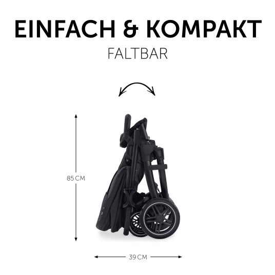 Hauck 4in1 Kinderwagen-Set Saturn R Duoset (bis 25 kg belastbar) inkl. Babyschale, Isofix Basis und XXL Zubehörpaket - Melange Black