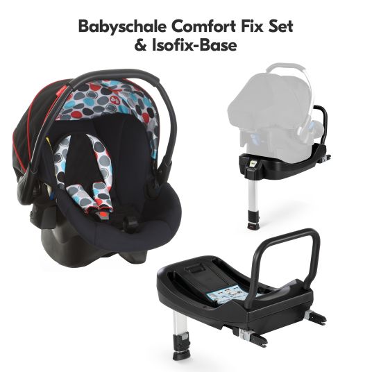 Hauck Set di passeggini 4in1 Saturn R Duoset (capacità di carico fino a 25 kg) con seggiolino auto per bambini, base Isofix e pacchetto accessori XXL - Nero Melange