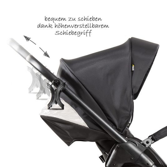 Hauck 4in1 Kinderwagen-Set Saturn R Duoset inkl. Babyschale, Isofix Basis, Regenschutz und Insektenschutz - Caviar Stone