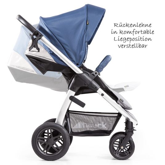 Hauck 4in1 Kinderwagen-Set Saturn R Duoset inkl. Babyschale, Isofix Basis, Regenschutz und Insektenschutz - Denim Silver