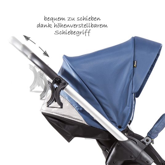 Hauck 4in1 Stroller Set Saturn R Duoset incl. infant carrier, Isofix base, raincover and insect screen - Denim Silver