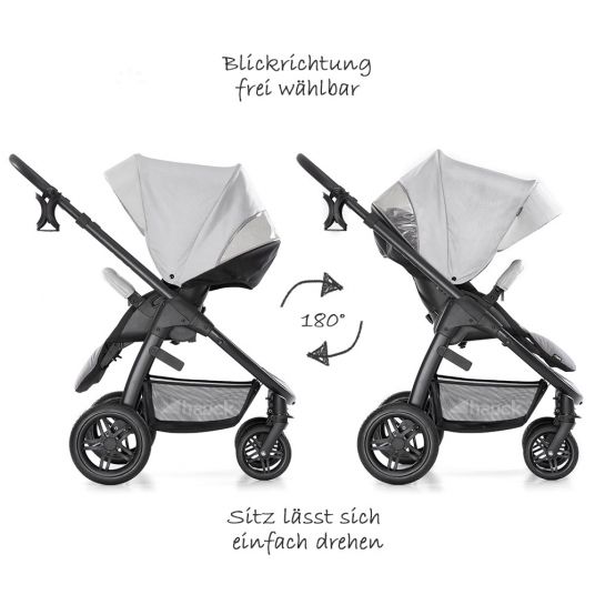 Hauck 4in1 Kinderwagen-Set Saturn R Duoset inkl. Babyschale, Isofix Basis, Regenschutz und Insektenschutz - Lunar Stone