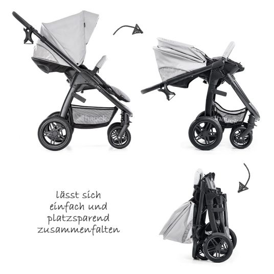 Hauck 4in1 Stroller Set Saturn R Duoset incl. infant carrier, Isofix base, raincover and insect screen - Lunar Stone