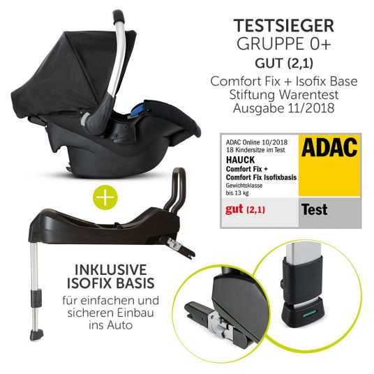 Hauck 4in1 Stroller Set Saturn R Duoset incl. infant carrier, Isofix base, raincover and insect screen - Wild Blooms Black