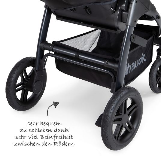 Hauck 4in1 Kinderwagen-Set Saturn R Duoset inkl. Babyschale, Isofix-Basis, Regenschutz und Insektenschutz - Wild Blooms Black