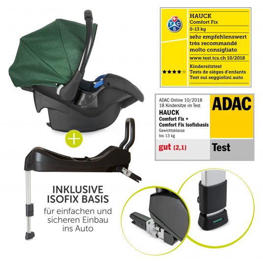 Hauck 4in1 stroller set Soul Plus Trio Set incl. Isofix base and XXL accessories package - Emerald
