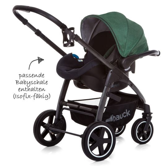 Hauck 4in1 stroller set Soul Plus Trio Set incl. Isofix base and XXL accessories package - Emerald