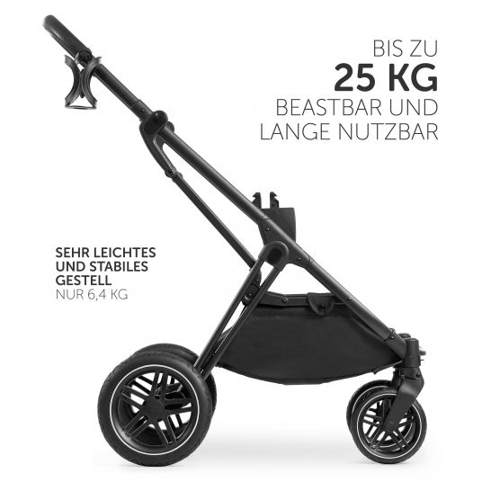 Hauck 4in1 Kinderwagen-Set Vision X - Black inkl. i-Size Babyschale, Isofix Basis und XXL Zubehörpaket - Melange Beige
