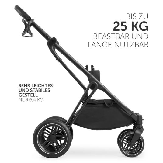 Hauck 4in1 Kinderwagen-Set Vision X - Black inkl. i-Size Babyschale, Isofix Basis und XXL Zubehörpaket - Melange Black