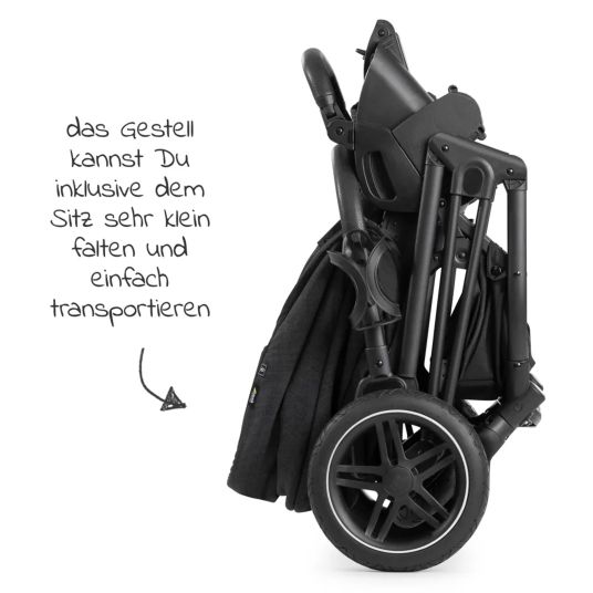 Hauck 4in1 Kinderwagen-Set Vision X - Black inkl. i-Size Babyschale, Isofix Basis und XXL Zubehörpaket - Melange Black