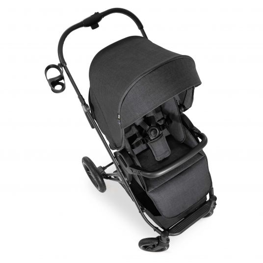 Hauck 4in1 Kinderwagen-Set Vision X Duoset Black inkl. i-Size Babyschale, Isofix Basis und XXL Zubehörpaket - Melange Black