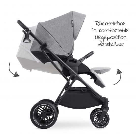 Hauck 4in1 Kinderwagen-Set Vision X Duoset Black inkl. i-Size Babyschale, Isofix Basis und XXL Zubehörpaket - Melange Grey