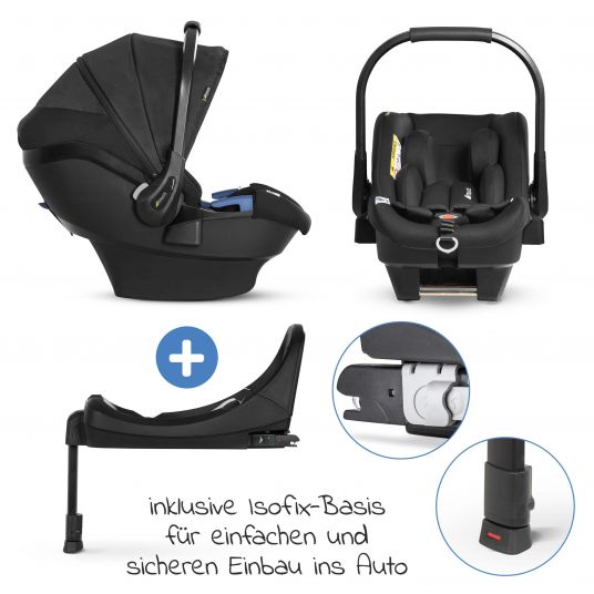 Hauck 4in1 Stroller Set Vision X Duoset Silver incl. i-Size infant carrier, Isofix base and XXL accessory pack - Melange Black