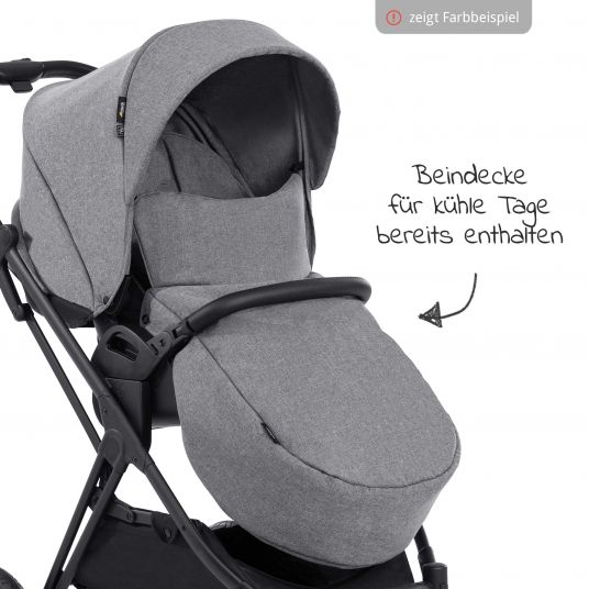 Hauck 4in1 Stroller Set Vision X Duoset Silver incl. i-Size infant carrier, Isofix base and XXL accessory pack - Melange Grey