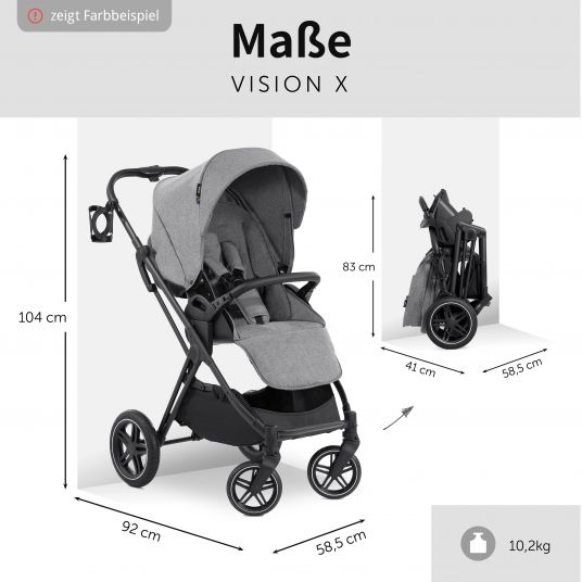 Hauck 4in1 Kinderwagen-Set Vision X Duoset Silver inkl. i-Size Babyschale, Isofix Basis und XXL Zubehörpaket - Melange Grey