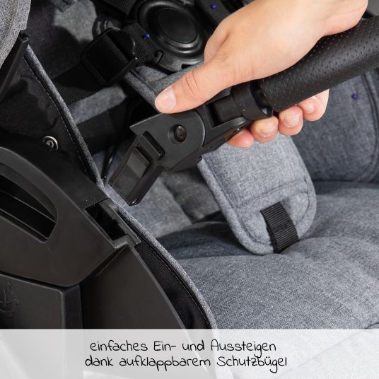 Hauck 4in1 Kinderwagen-Set Vision X - Silver inkl. i-Size Babyschale, Isofix Basis und XXL Zubehörpaket - Melange Grey