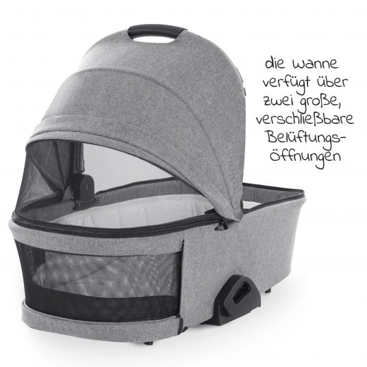 Hauck 4in1 Kinderwagen-Set Vision X - Silver inkl. i-Size Babyschale, Isofix Basis und XXL Zubehörpaket - Melange Grey