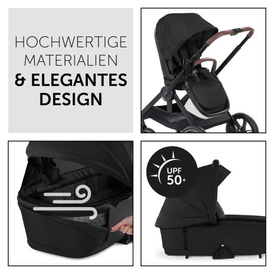 Hauck Set di passeggini 4in1 Walk N Care Air Trio Set con seggiolino auto Comfort Fix e base Isofix e set di accessori XXL - Nero