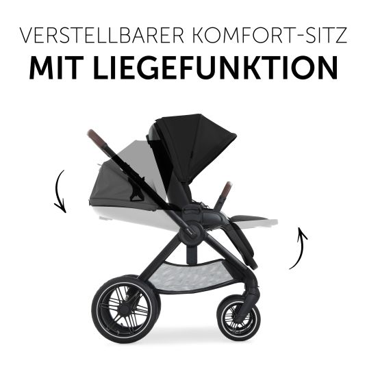 Hauck 4in1 Kinderwagen-Set Walk N Care Air Trio Set inkl. Babyschale Comfort Fix & Isofix Base & XXL Zubehörset - Black