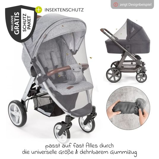 Hauck 4in1 Kinderwagen-Set Walk N Care Air Trio Set inkl. Babyschale Comfort Fix & Isofix Base & XXL Zubehörset - Black