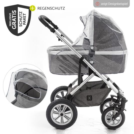 Hauck 4in1 Kinderwagen-Set Walk N Care Air Trio Set inkl. Babyschale Comfort Fix & Isofix Base & XXL Zubehörset - Black