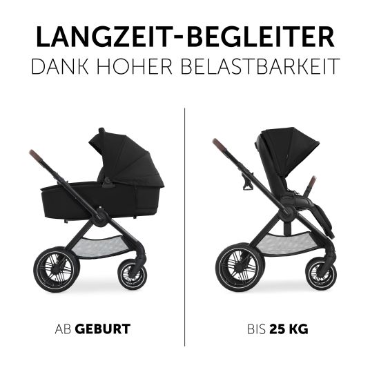 Hauck 4in1 Kinderwagen-Set Walk N Care Air Trio Set inkl. Babyschale Comfort Fix & Isofix Base & XXL Zubehörset - Black