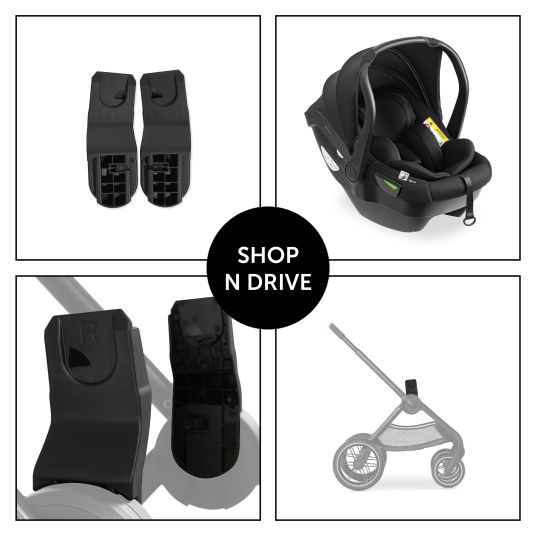 Hauck 4in1 stroller set Walk N Care Air Trio Set incl. i-Size infant car seat & Isofix Base & XXL accessory set - Black