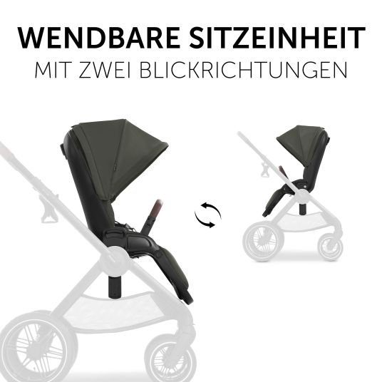 Hauck Set di passeggini 4in1 Walk N Care Air Trio Set con seggiolino auto i-Size e base Isofix e set di accessori XXL - Oliva scura