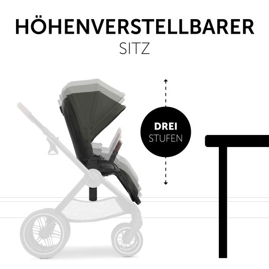 Hauck 4in1 stroller set Walk N Care Air Trio Set incl. i-Size infant car seat & Isofix Base & XXL accessory set - Dark Olive