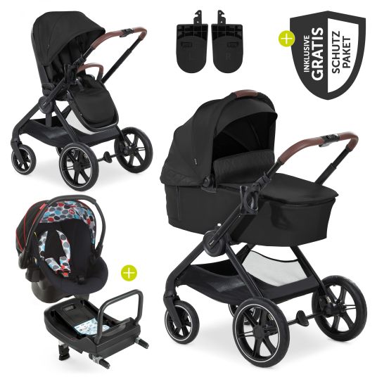 Hauck Set di passeggini 4in1 Walk N Care Trio Set con seggiolino auto Comfort Fix e base Isofix e set di accessori XXL - Nero