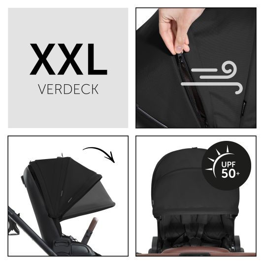 Hauck 4in1 Kinderwagen-Set Walk N Care Trio Set inkl. Babyschale Comfort Fix & Isofix Base & XXL Zubehörset - Black